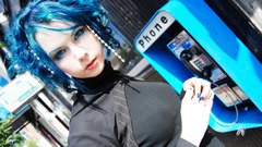 Cosplay blue hair phone