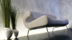 Couch interior design low-angle shot potted plant white sofa