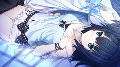 Couple Shorts bows shirts lingerie blue eyes short hair black 