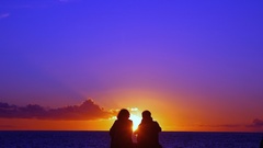 Couple sunset Sea water