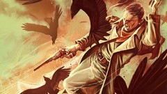 Coyboy abstract Birds orange-sepia