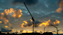 Cranes City clouds nature