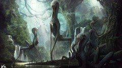 Creatures forests artwork fantasy art Ken Barthelmey