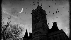 Creepy night moon churches