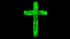 cross Anime black background Green black artwork digital art