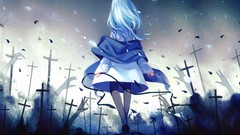 Cross dress blue hair anime girls star of david original 