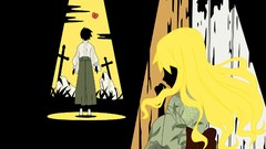 Cross kimono blondes long hair anime girls short hair sayonara 