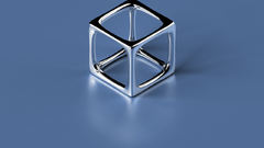 Cube blue background wired