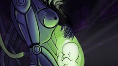 Cyberpunk mother cyborgs Humanoid digital art pregnant