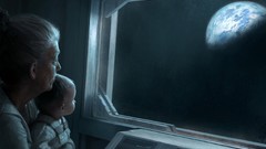 Dark children grandmother baby Earth planets drawings 