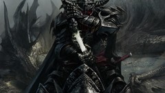 Dark Dragons Warriors Swords legend of the cryptids fantasy art