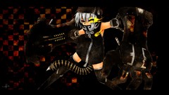 Dark dress white hair mechanical hoodies anime girls strength 