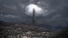 Dark game tower Aliens drawings skies combine hl2 video games 