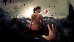 Dark Gothic woman blood Hearts macabre