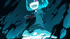 Dark red eyes schoolgirls anime girls school uniforms short 