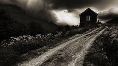 Dark roads hillside cottage