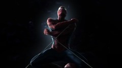 Dark smoke black background Spider-Man muscles superheroes 