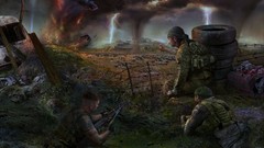 Darkness nature clouds danger Guns PC storm ruins hiding fences 