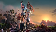 Dawn tie Flags gloves schoolgirls skirts long hair barefoot 