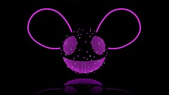 deadmau5 mouse ears digital art neon black background reflection