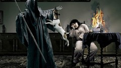 Death indoors fire scythe