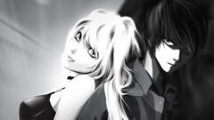 death note Anime anime girls amane misa Yagami Light monochrome