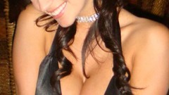 Denise milani cleavage huge boobs black top