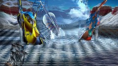 Deserts checkerboard spheres schooner