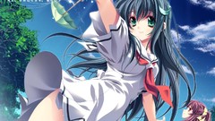 Design Anime Ribbons blue hair green hair seifuku cuffs Miyama 