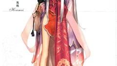 Design artist white hair long hair anime girls shining wind 