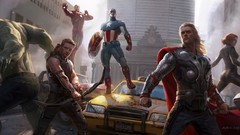 Design Iron Man thor superheroes cityscapes captain america The 