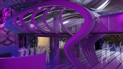 Design purple neon lighting lounge bar architecture interior 