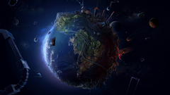 Desktopography apocalyptic globe crescent