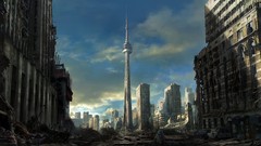 Destruction cars ruins Toronto fantasy art post-apocalyptic CN 