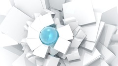 digital art abstract balls Sphere blue white cyan 3d 3D Blocks