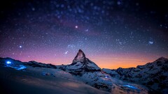 digital art Mountains matterhorn nature landscape Stars night