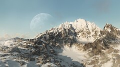 digital art Mountains snow landscape planet outdoors snowy peak