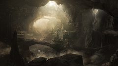digital art science fiction cave rock formation landscape