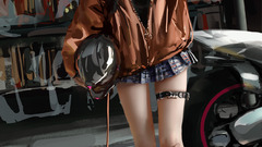 digital art Women motobike wlop standing women outdoors urban