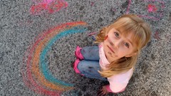 Dirty children drawings rainbows street love