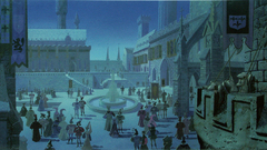 Disney Company courtyard Sleeping