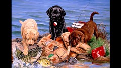 Dogs paintings artwork litter