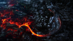 dragon baby burning fantasy art fire render 3d cgi embers