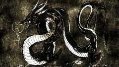 dragon black white fantasy art artwork Chinese dragon