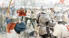 Dragons armor bows spears Medieval battles halberd