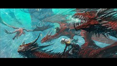 Dragons flying world of warcraft artwork video games fantasy 