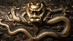 Dragons Metallic Bronze oriental asian art