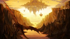 Dragons rocks Castles fantasy art valleys floating islands