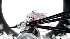 drawing digital art samurai sword Katana dark Anime anime girls