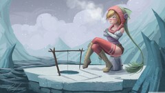 drawing fantasy art winter Women fishing fantasy girl boots cold